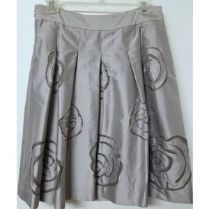 INC Silk Cutout Floral Shimmery Taupe Skirt